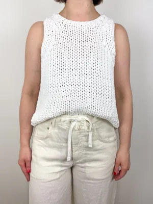 Deluxe Tube Yarn Sweater Tank in White