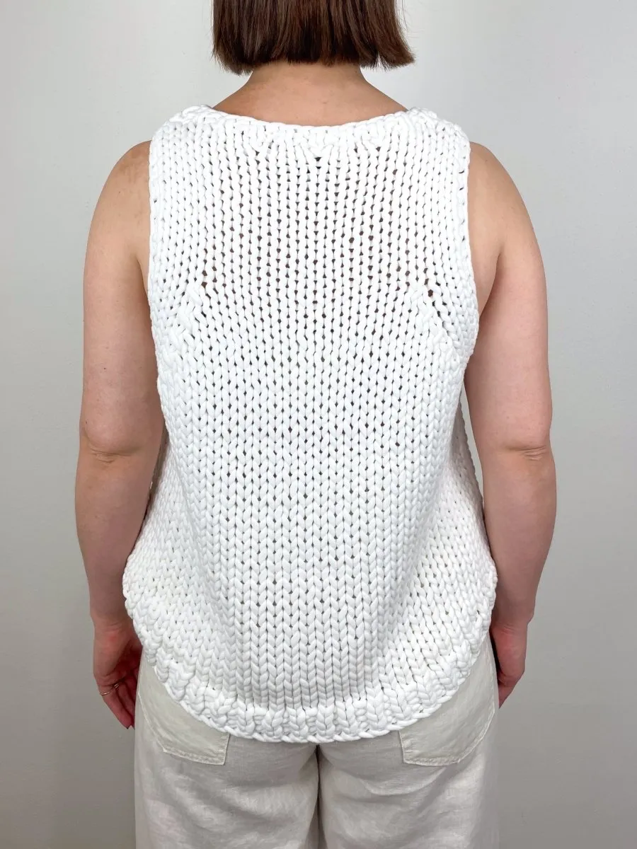 Deluxe Tube Yarn Sweater Tank in White