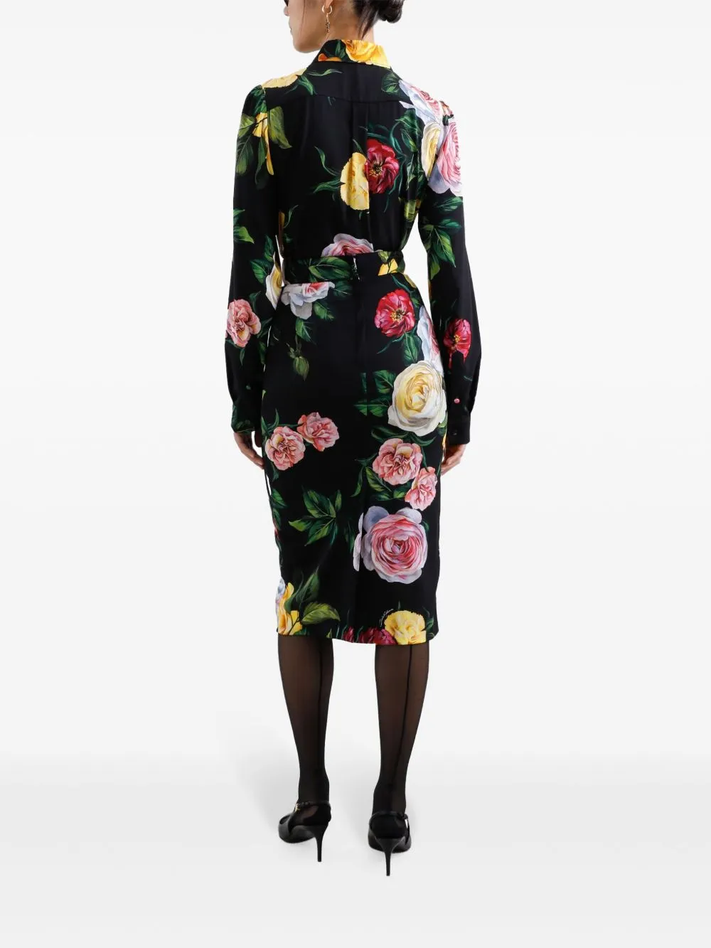 Dolce & Gabbana Silk Floral Blend Charmeuse Midi Skirt