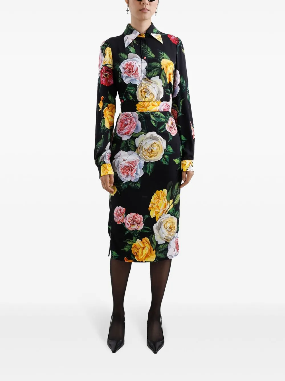 Dolce & Gabbana Silk Floral Blend Charmeuse Midi Skirt