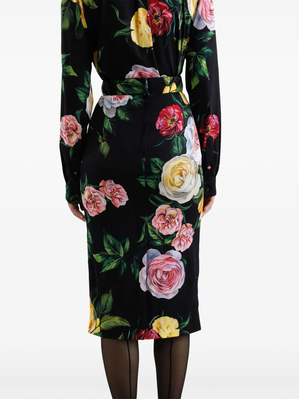 Dolce & Gabbana Silk Floral Blend Charmeuse Midi Skirt