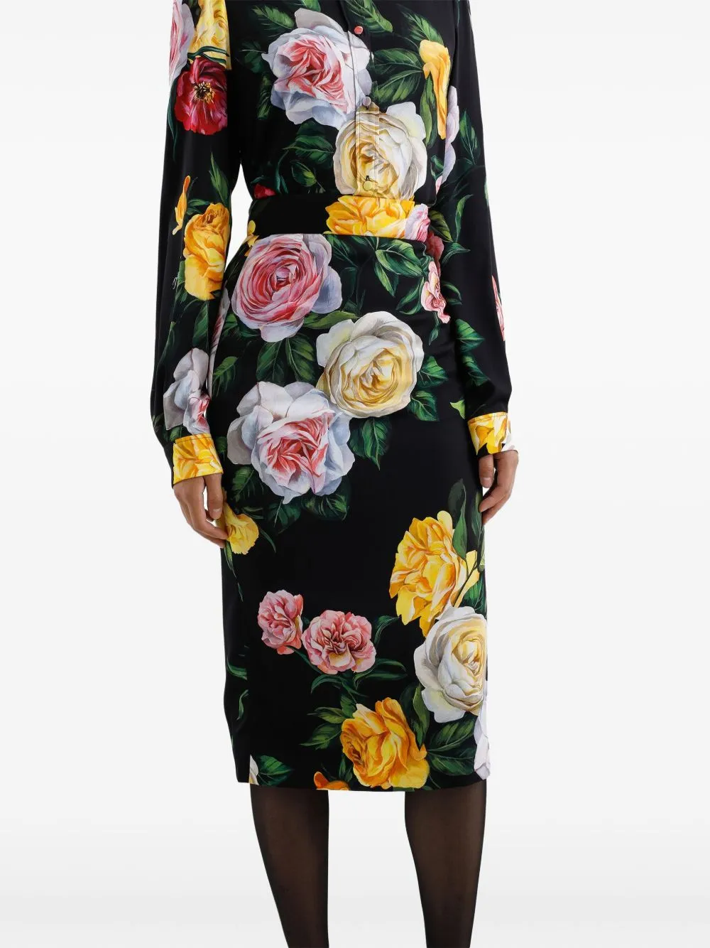 Dolce & Gabbana Silk Floral Blend Charmeuse Midi Skirt
