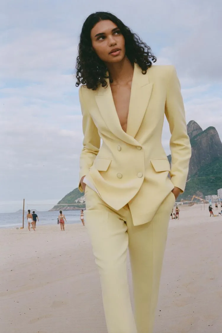 Double-Breasted Blazer with Elbow Patches