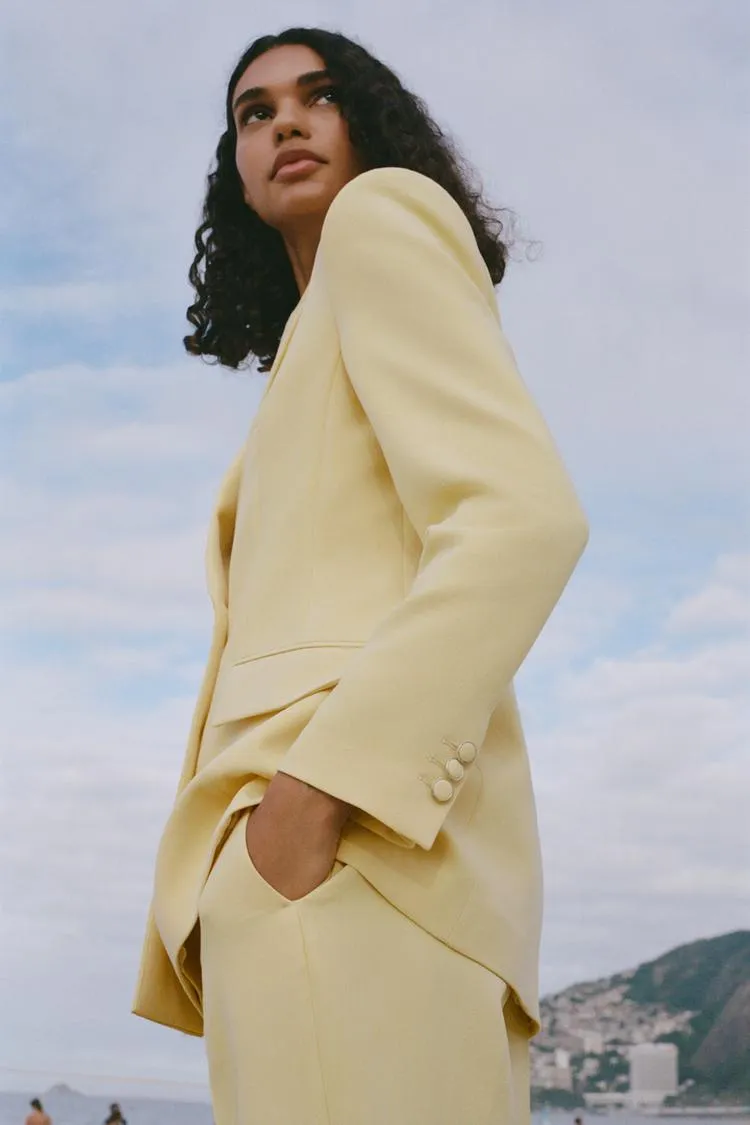 Double-Breasted Blazer with Elbow Patches