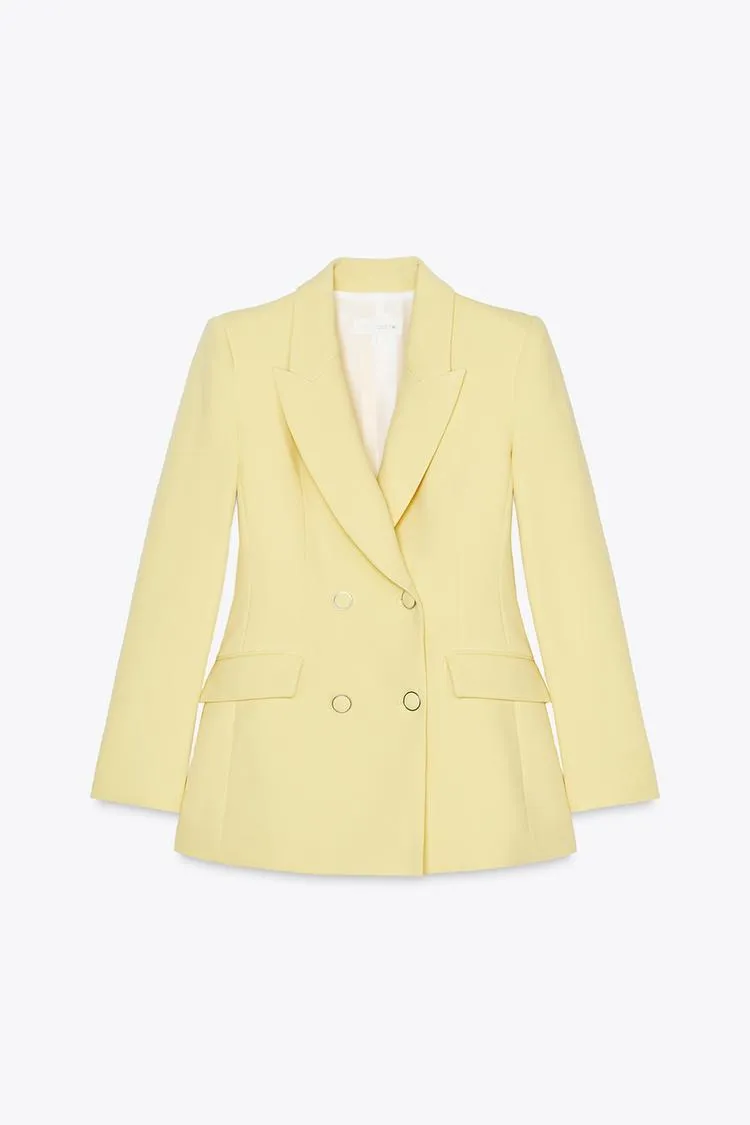 Double-Breasted Blazer with Elbow Patches