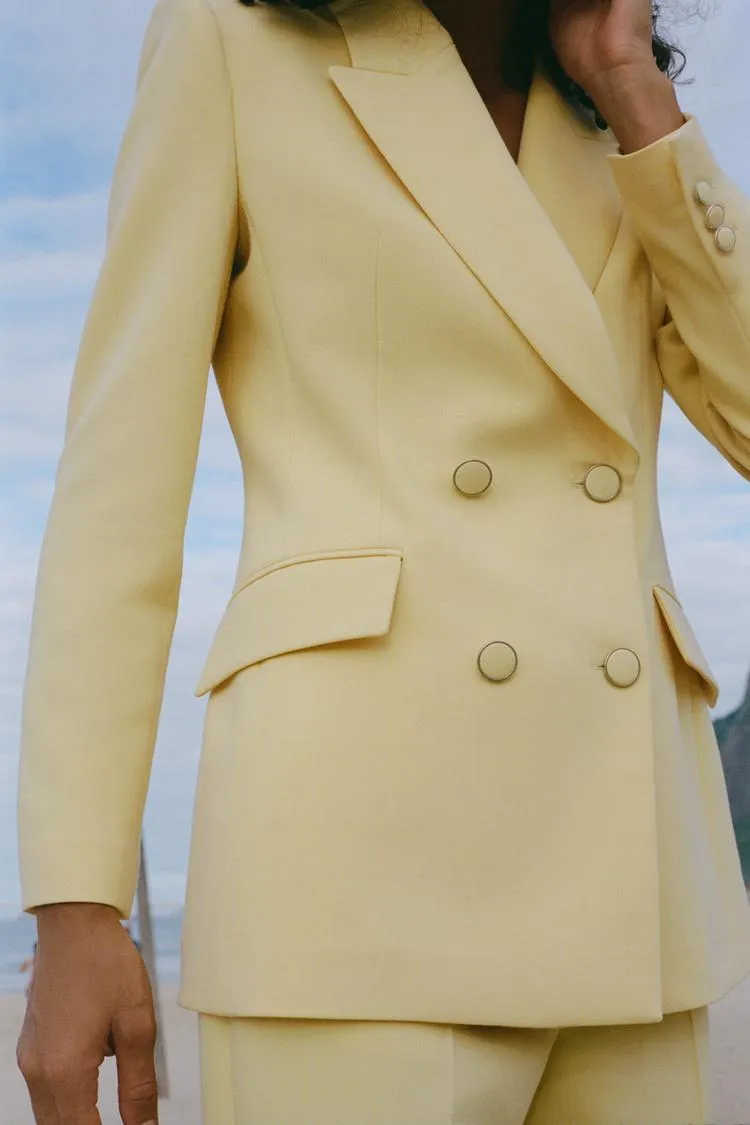 Double-Breasted Blazer with Elbow Patches