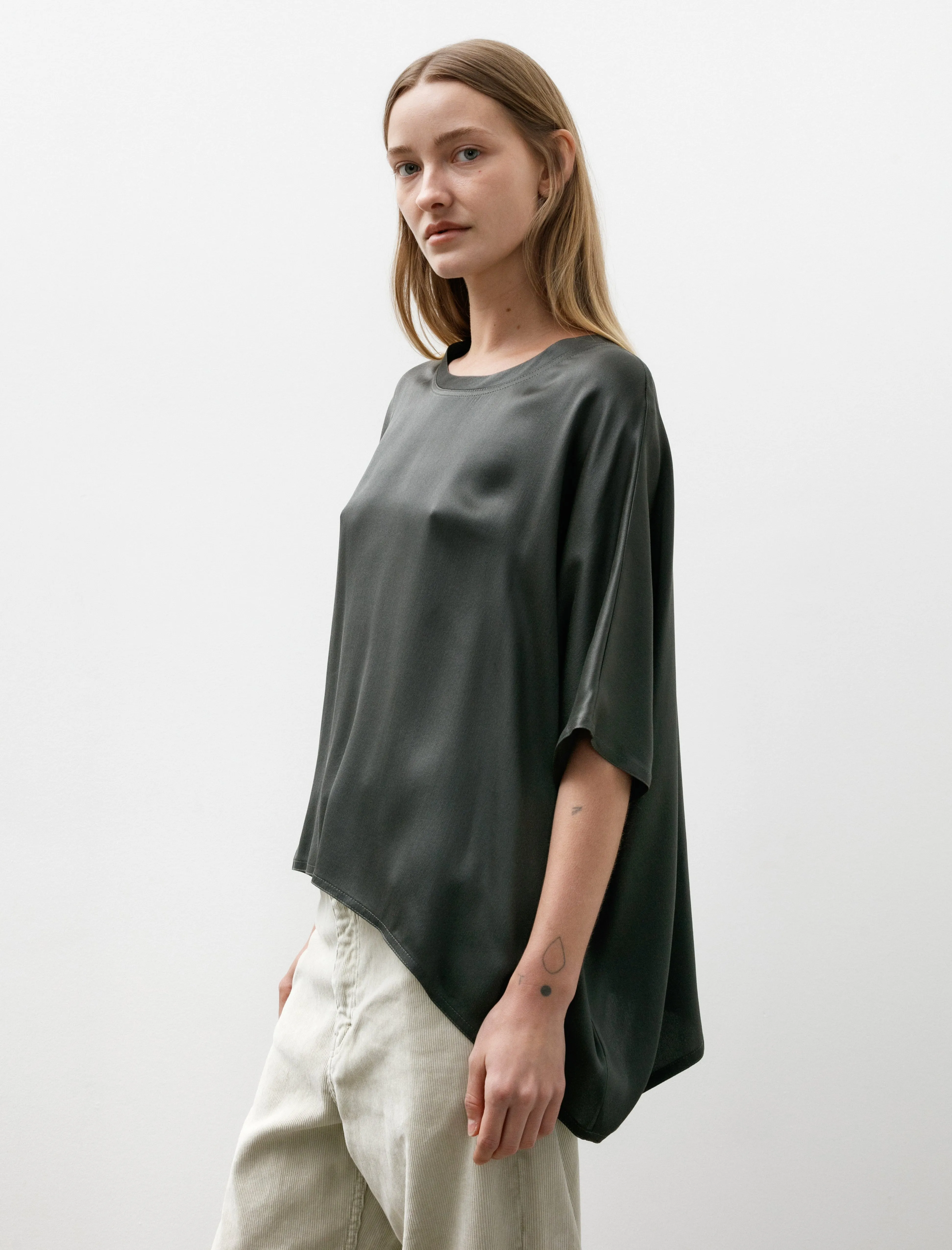 Easy T-Shirt Crepe Satin Silk Stone