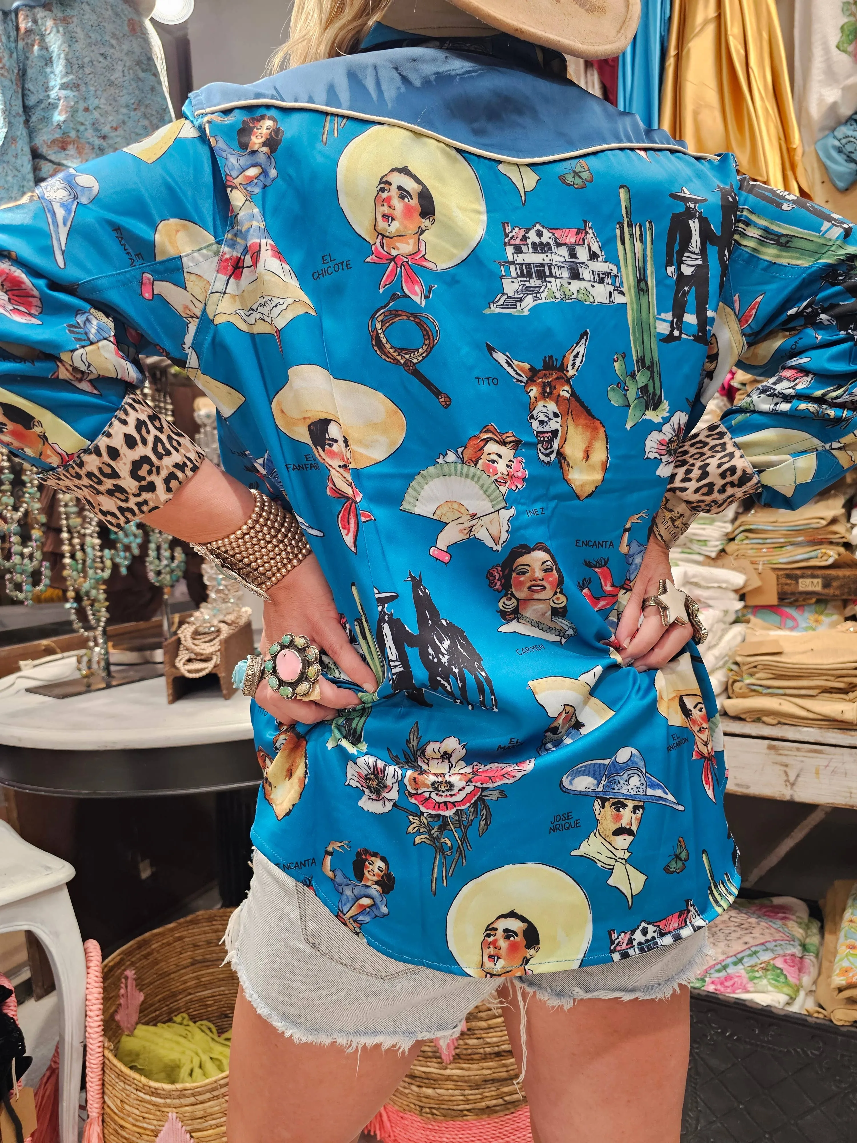 El Chicote Satin Shirt: Sm