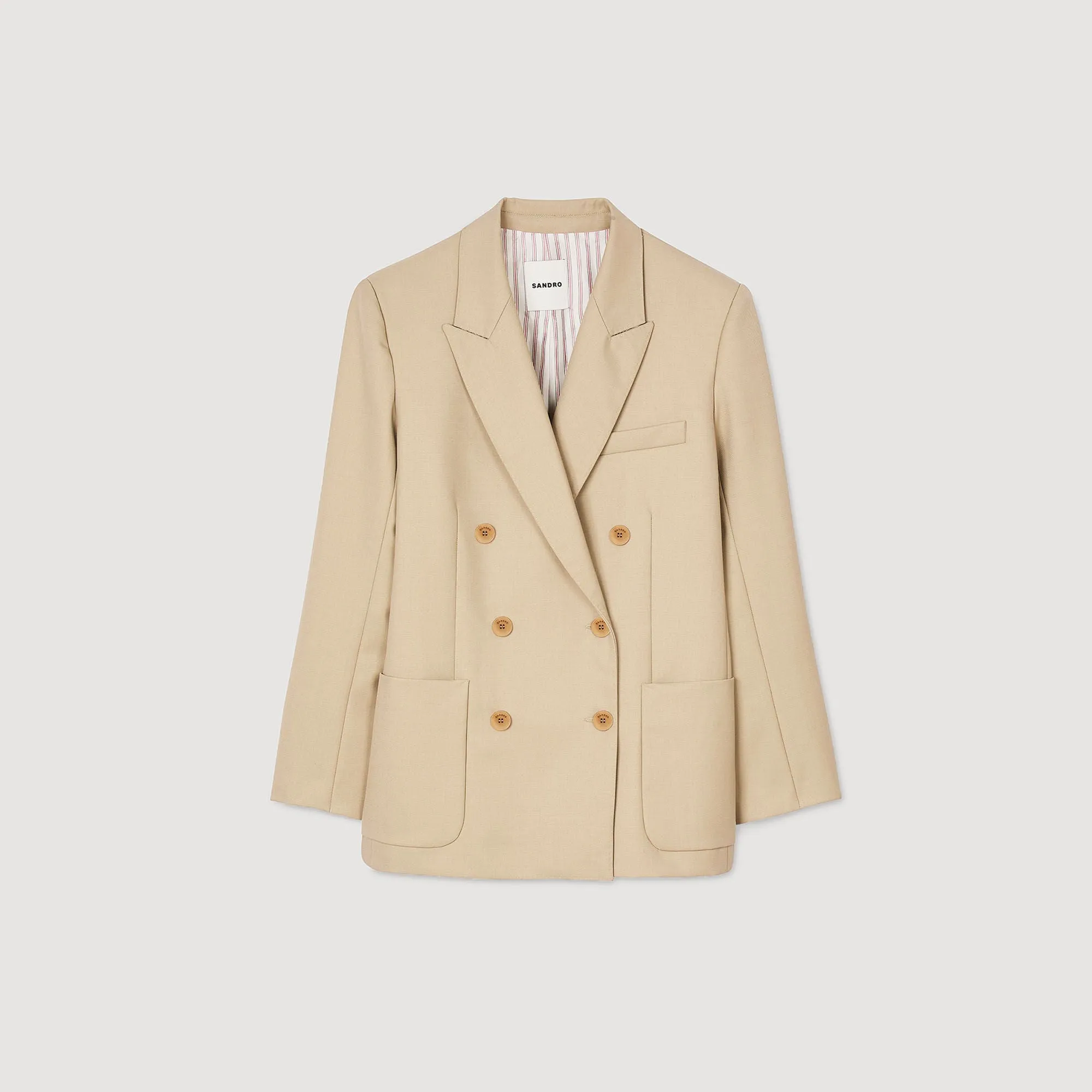 Eliette Double-Breasted Suit Jacket Sand