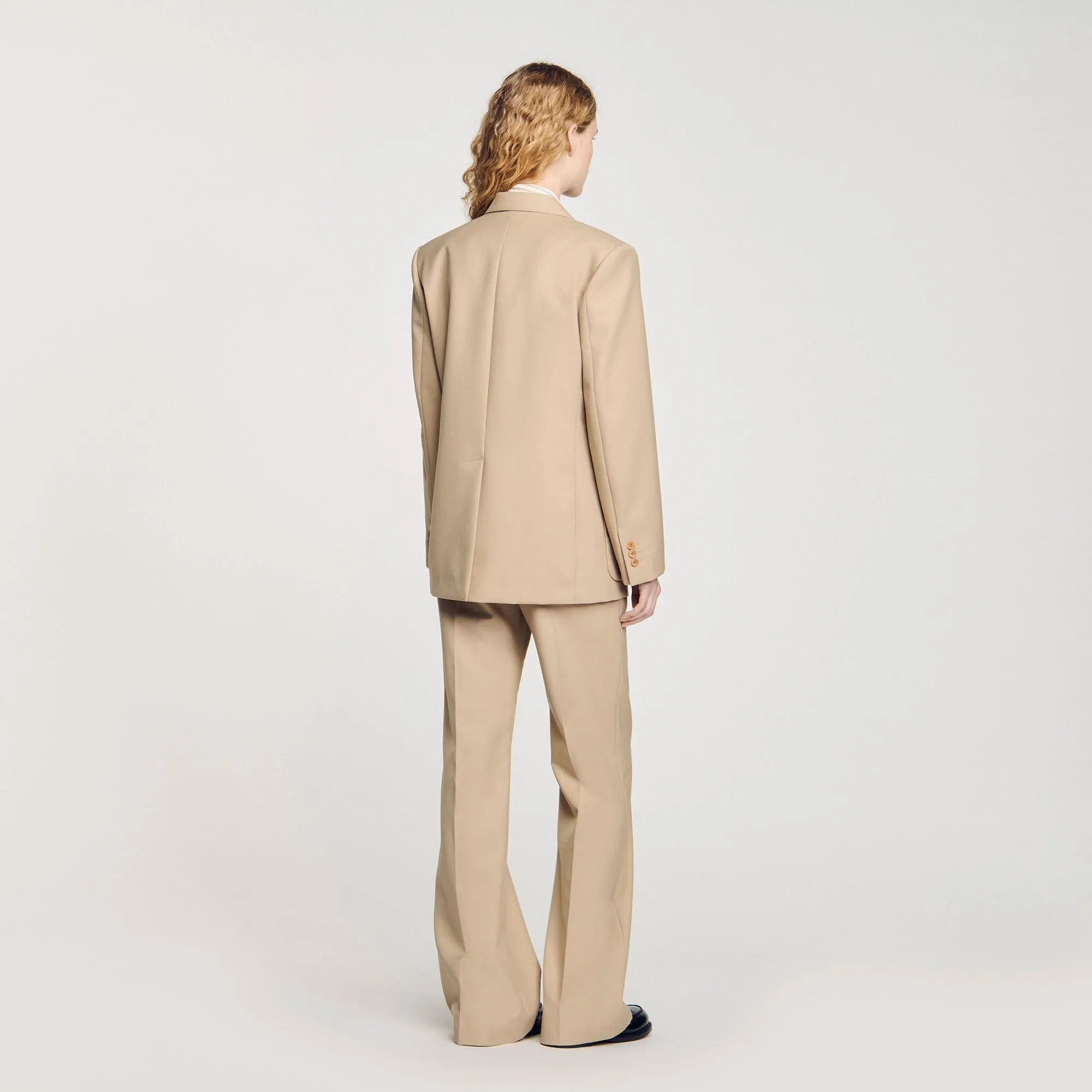 Eliette Double-Breasted Suit Jacket Sand