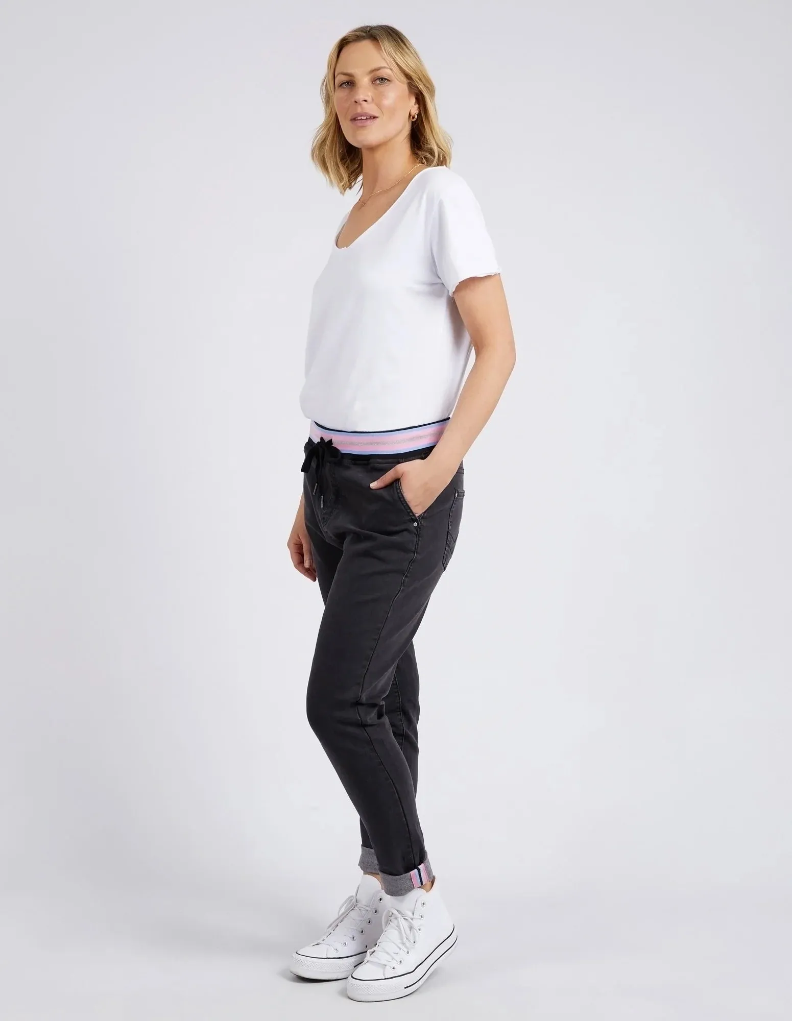 Elm Melody Denim Jogger Washed Black
