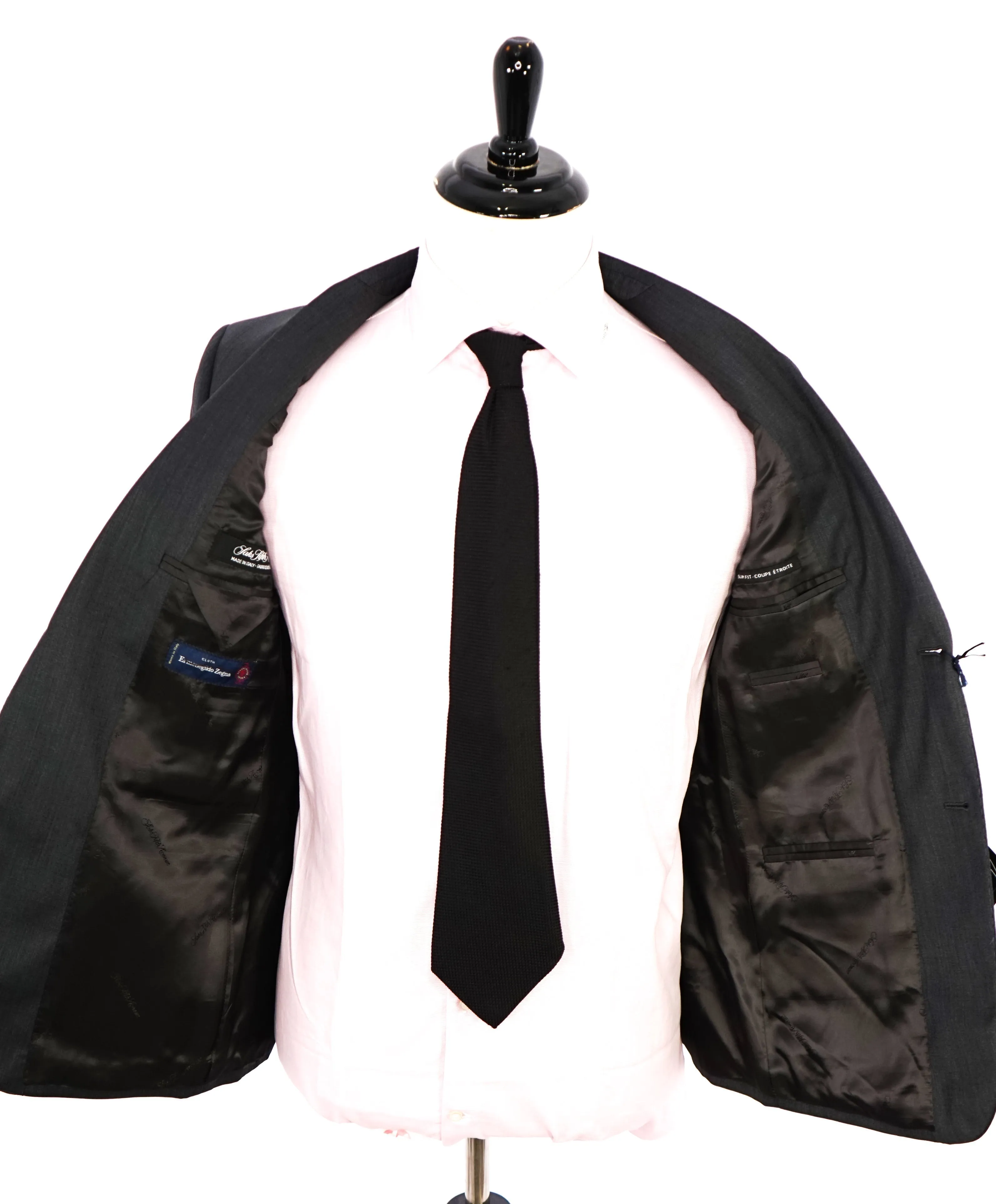 ERMENEGILDO ZEGNA - By SAKS FIFTH AVENUE "Slim" SILK BLEND Gray Suit - 36S