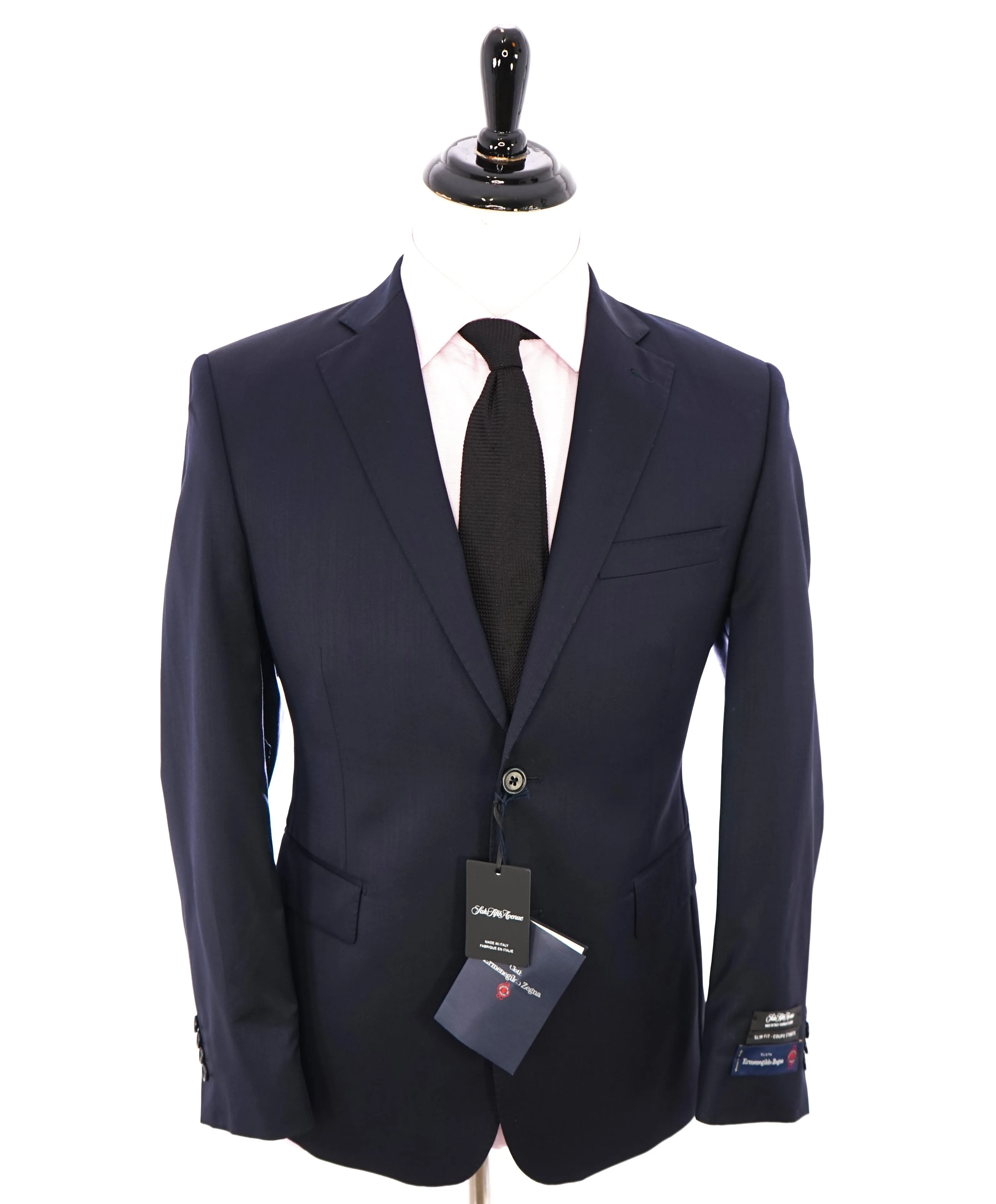 ERMENEGILDO ZEGNA - By SAKS FIFTH AVENUE "Slim" SILK BLEND Navy Suit - 42S