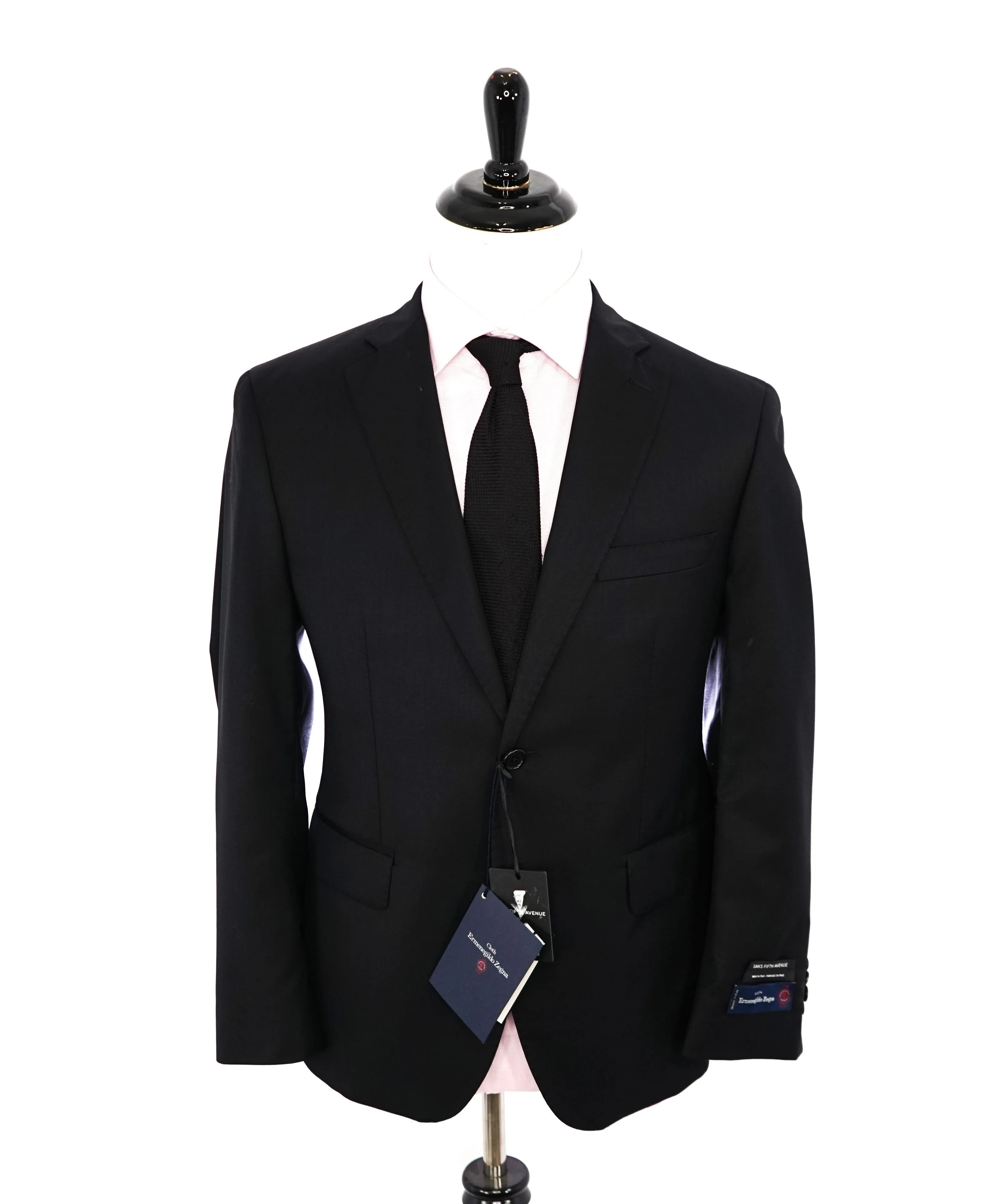 ERMENEGILDO ZEGNA - By SAKS FIFTH AVENUE SILK BLEND "Classic" Black Suit - 38R