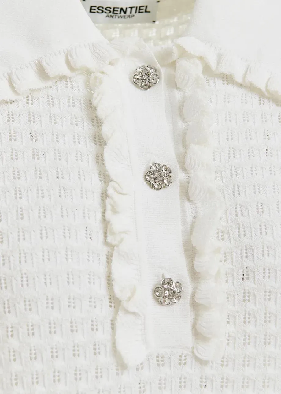 ESSENTIEL ANTWERP HEMIRATES CROCHET POLO TOP