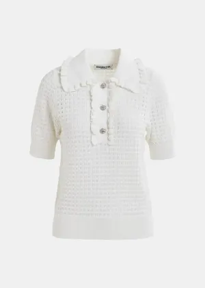 ESSENTIEL ANTWERP HEMIRATES CROCHET POLO TOP