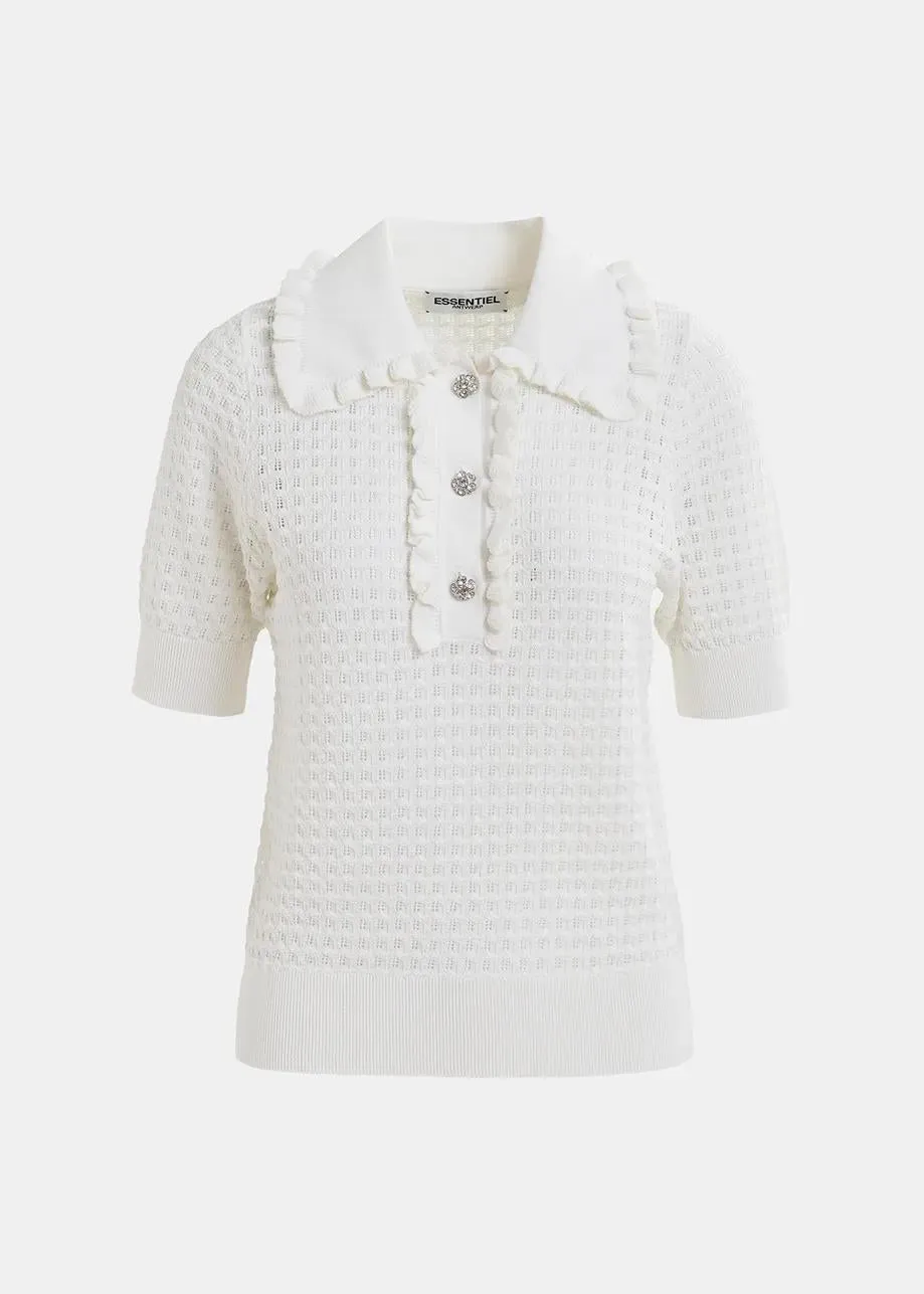 ESSENTIEL ANTWERP HEMIRATES CROCHET POLO TOP