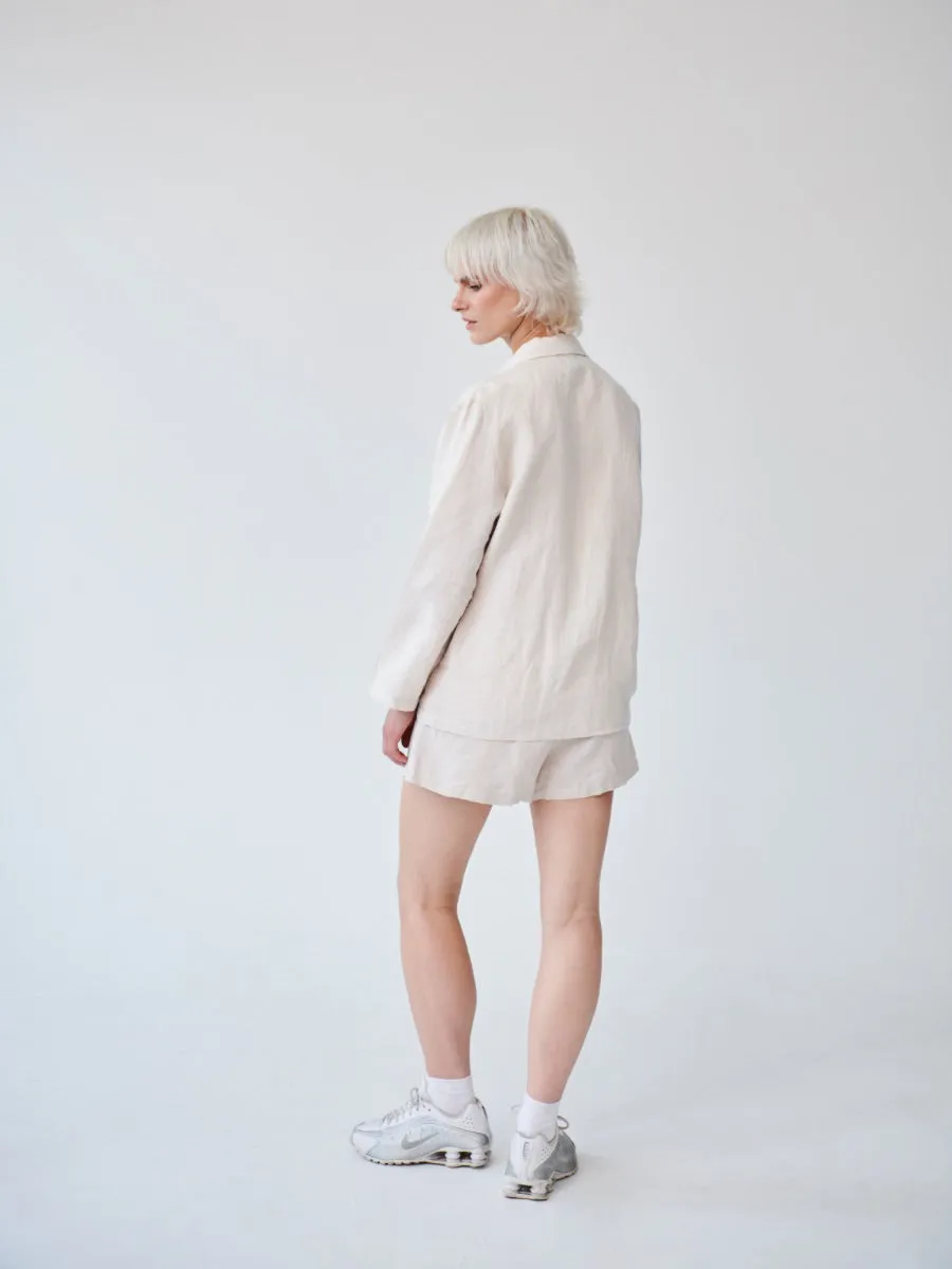 Ethically Made Beige Linen Suit With Shorts