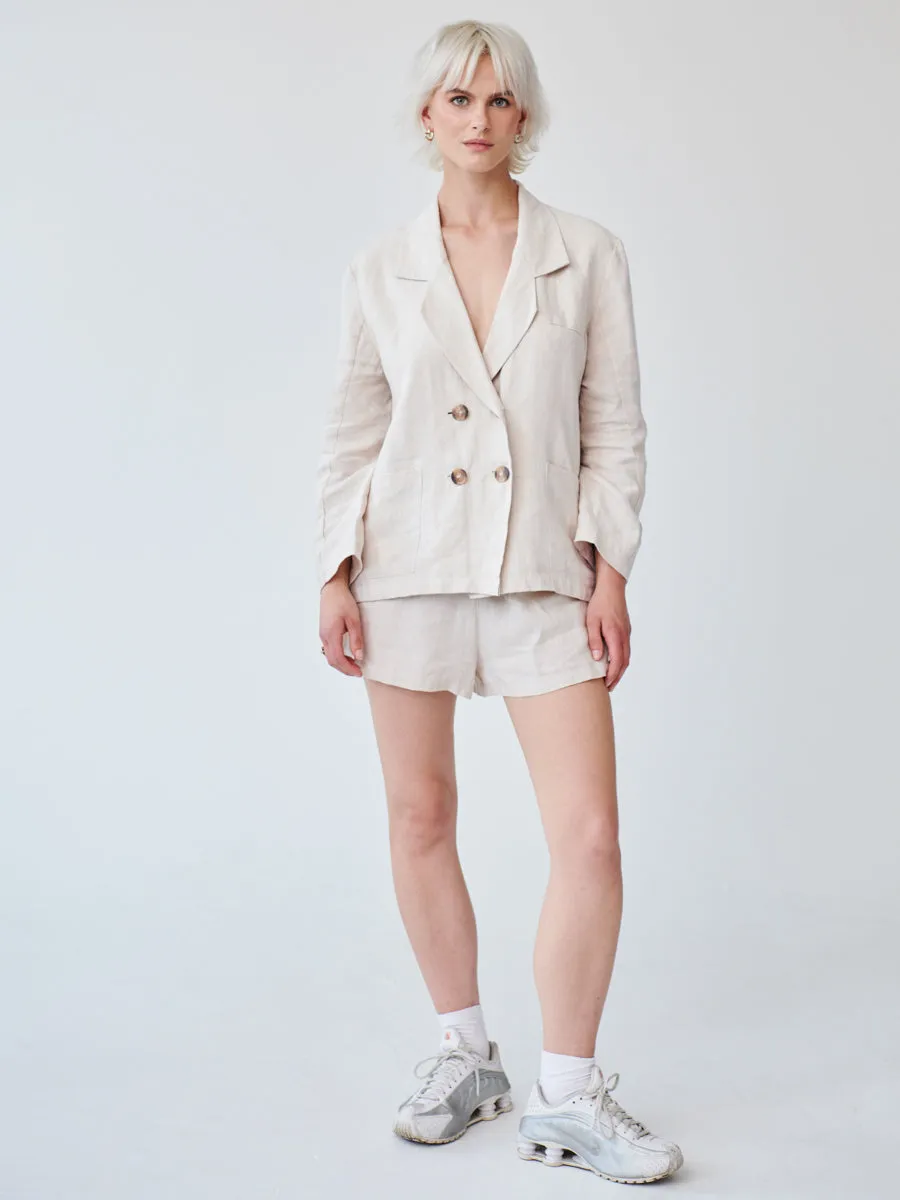 Ethically Made Beige Linen Suit With Shorts