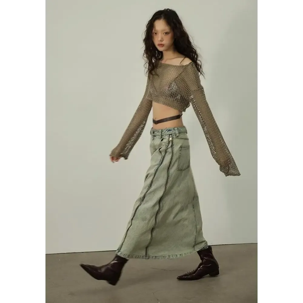 Fairy Grunge Aesthetic Fishnet Shrug Sweater with Crochet Detail