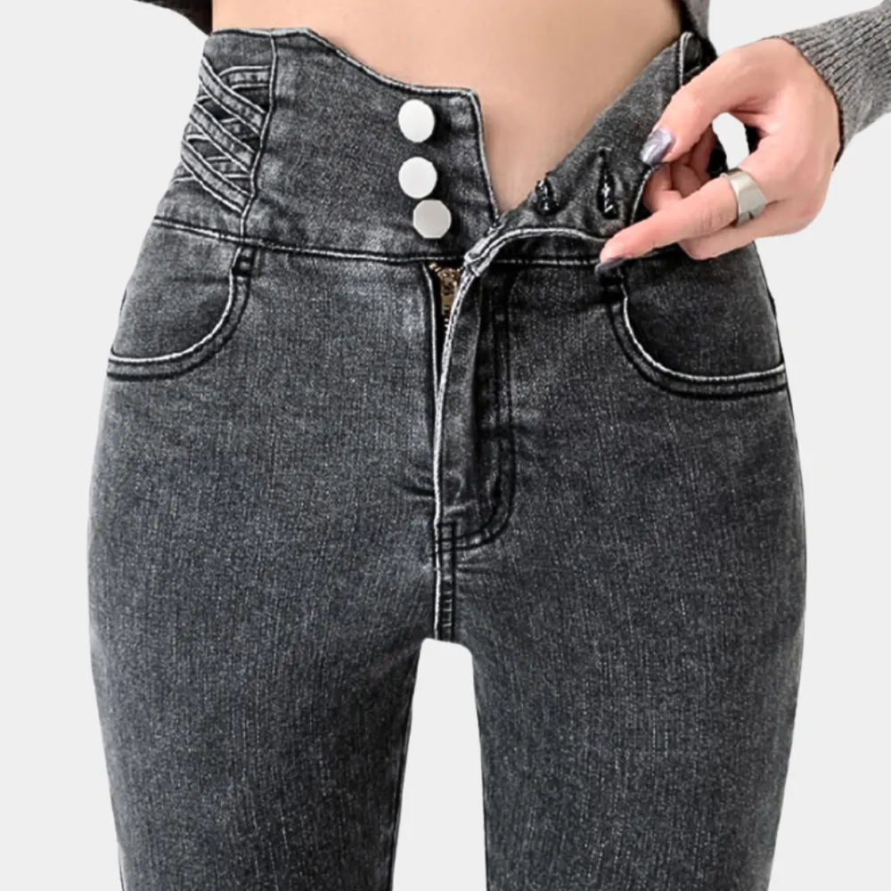 Fashionable high-waisted jeans for women