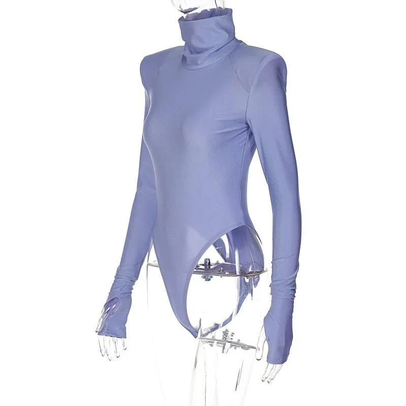 Fayvy Turtleneck Bodysuit with Padded Shoulders
