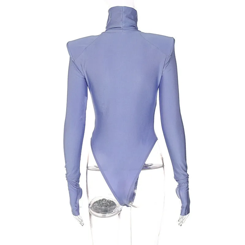 Fayvy Turtleneck Bodysuit with Padded Shoulders
