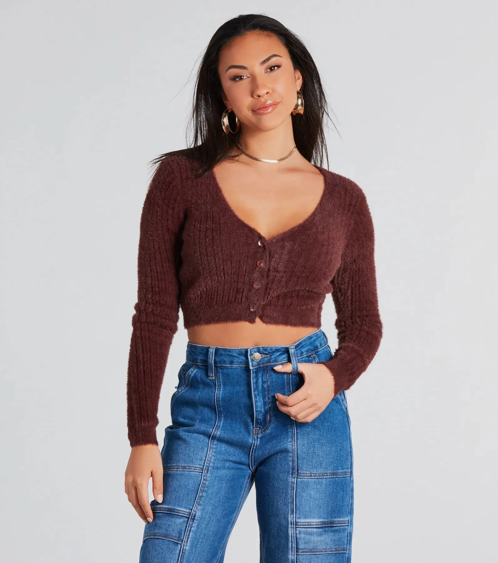Feeling Cozy Eyelash Knit Cropped Cardigan