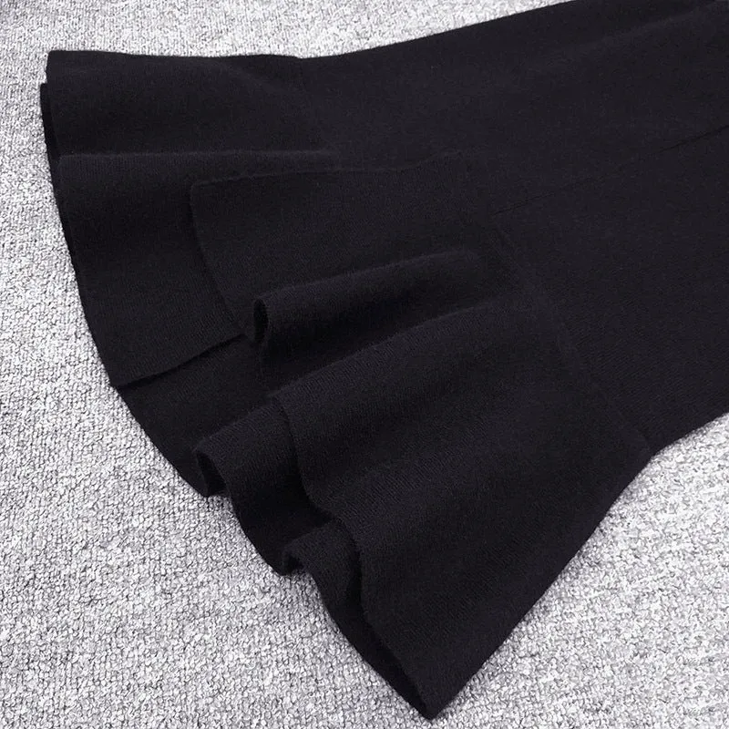 Fishtail Skirt Autumn and Winter Women's High Waist Thick Irregular Hong Kong-style Knitted Skirt