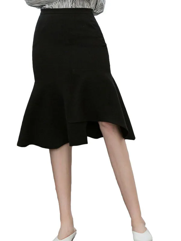 Fishtail Skirt Autumn and Winter Women's High Waist Thick Irregular Hong Kong-style Knitted Skirt