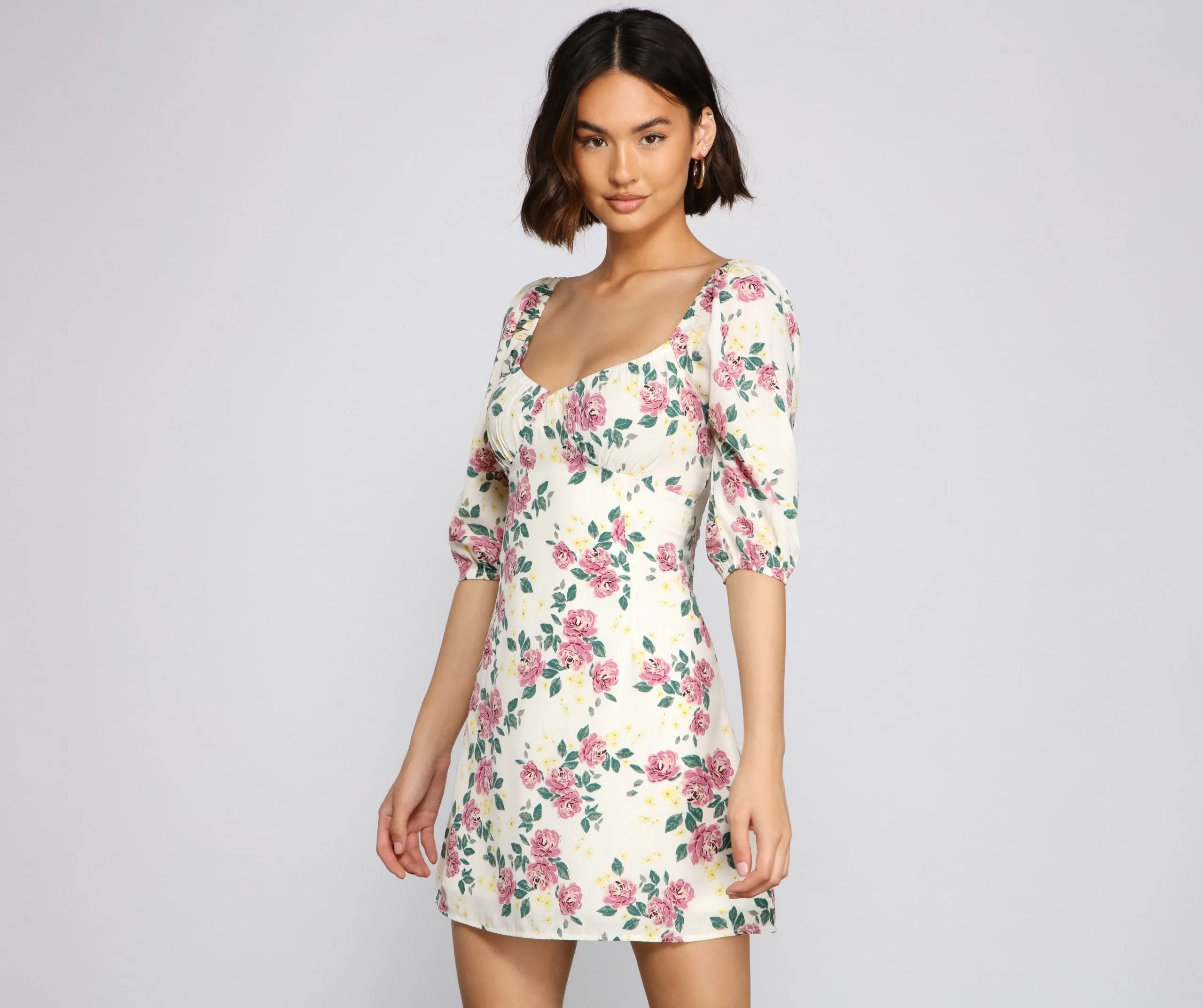 Floral Frenzy Off Charming The Shoulder Skater Dress