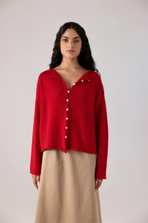 Francie The Doll's Reversible Cardigan - Cherry
