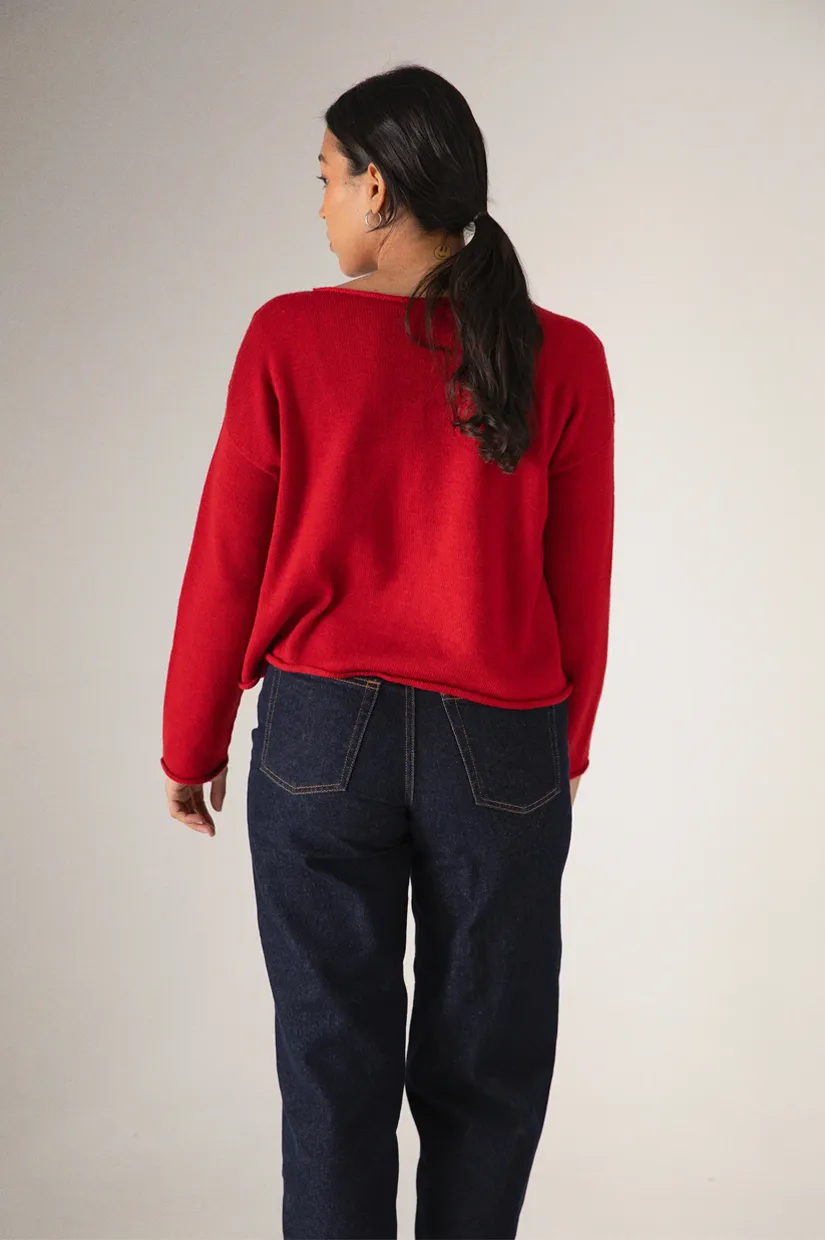 Francie The Doll's Reversible Cardigan - Cherry