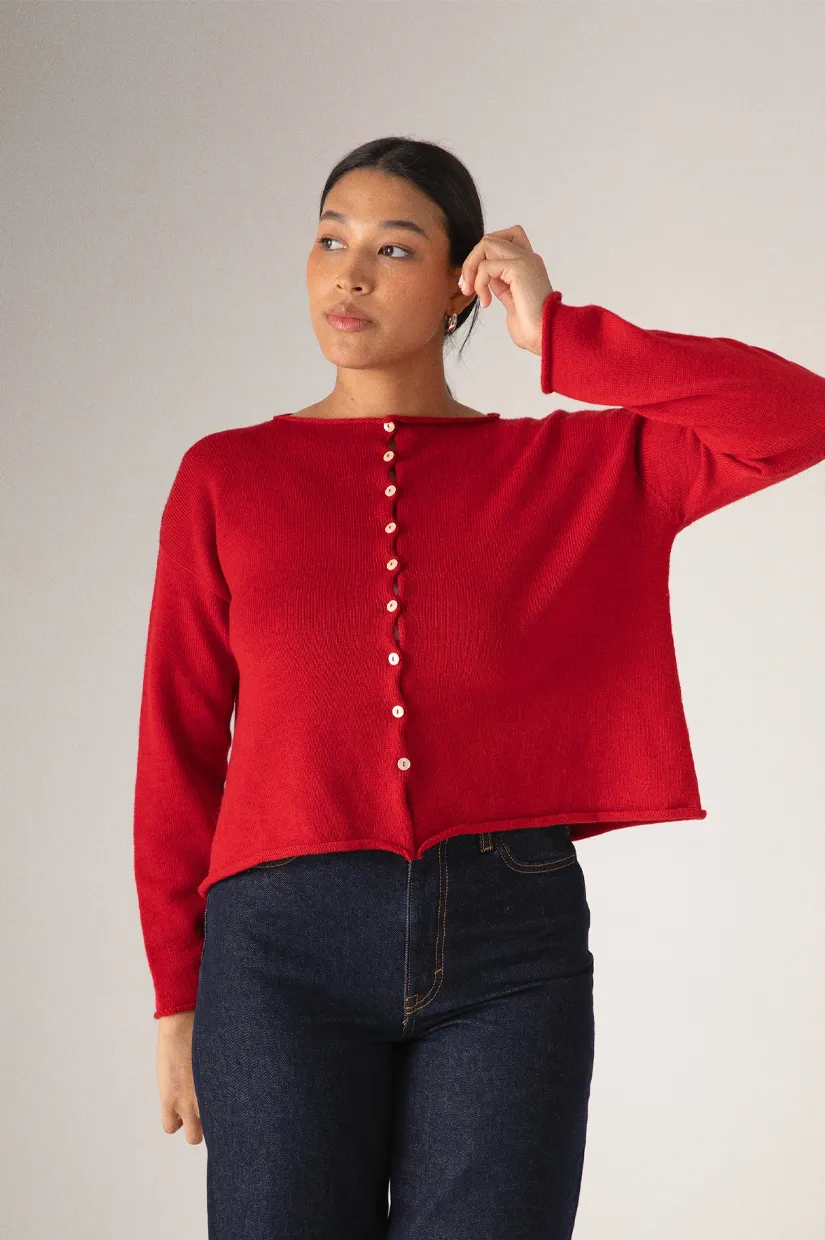 Francie The Doll's Reversible Cardigan - Cherry