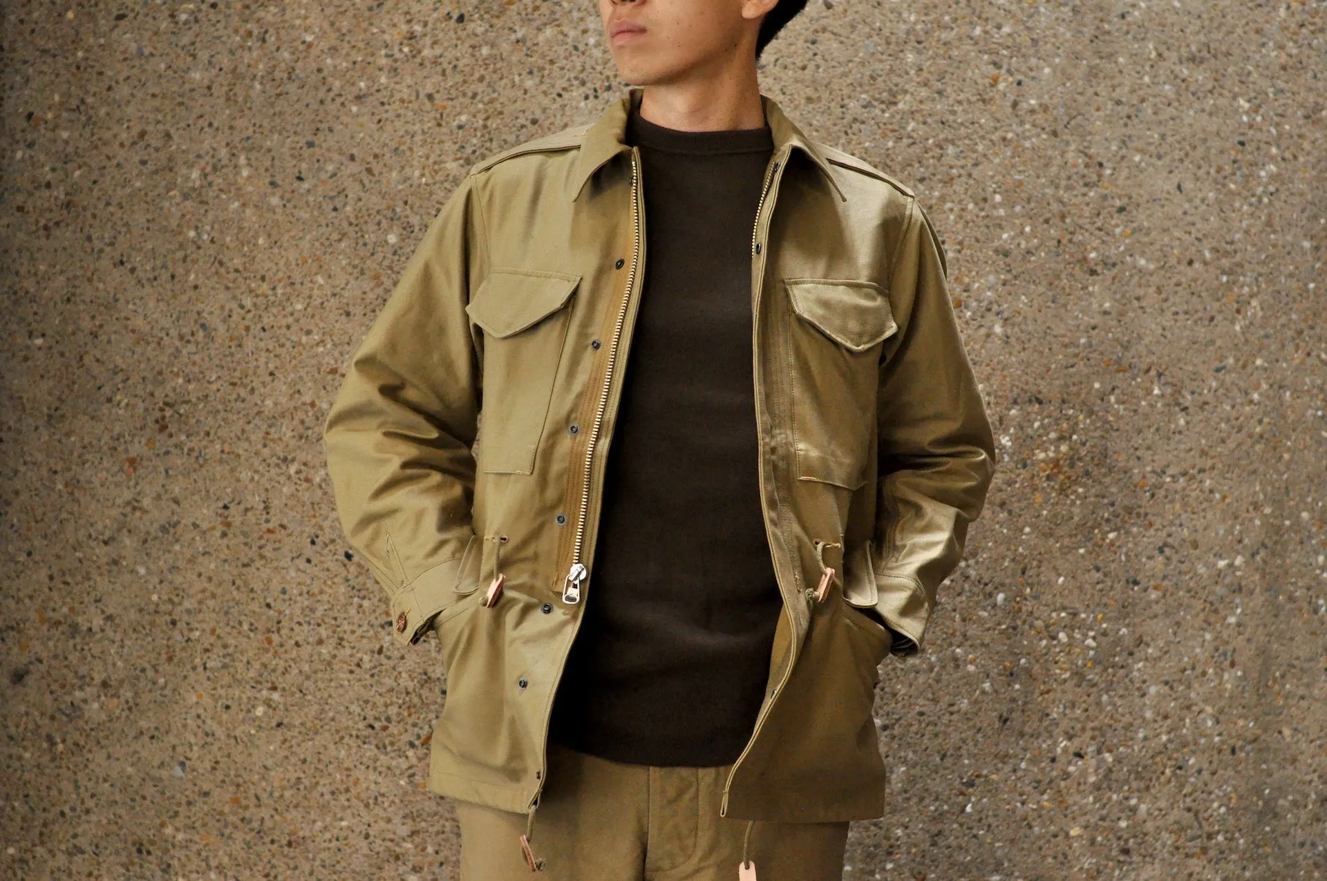 Freewheelers "M-1951" Military Back Satin Field Jacket (Dark Tan)