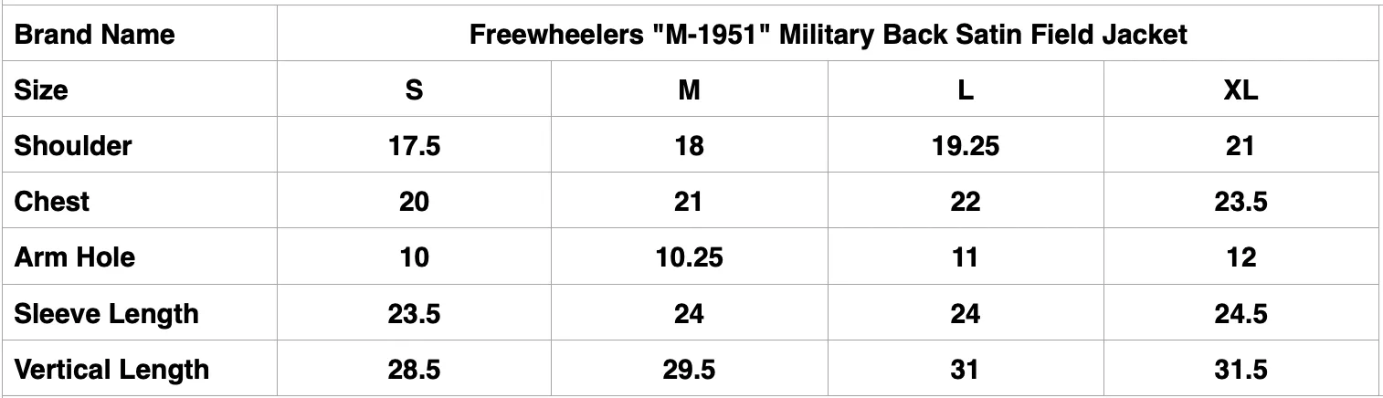 Freewheelers "M-1951" Military Back Satin Field Jacket (Dark Tan)