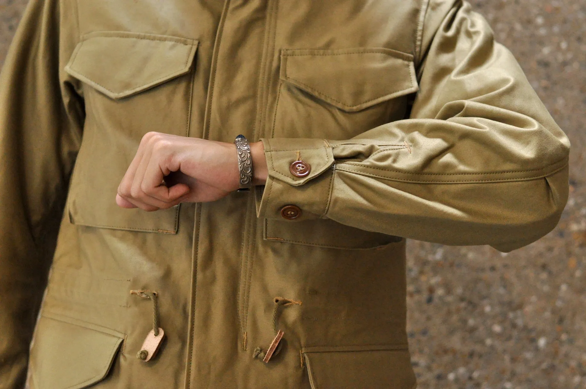 Freewheelers "M-1951" Military Back Satin Field Jacket (Dark Tan)