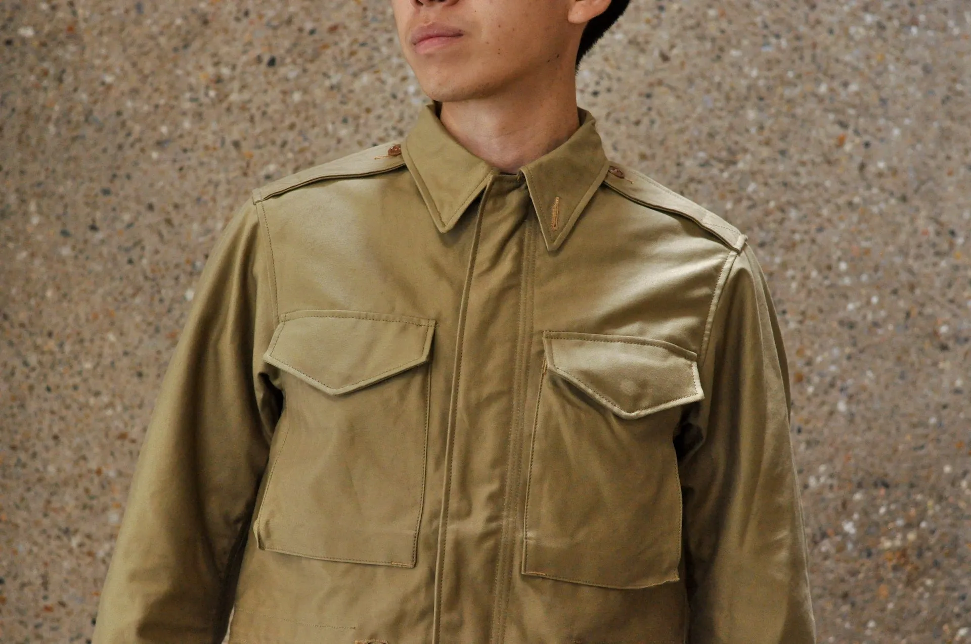 Freewheelers "M-1951" Military Back Satin Field Jacket (Dark Tan)