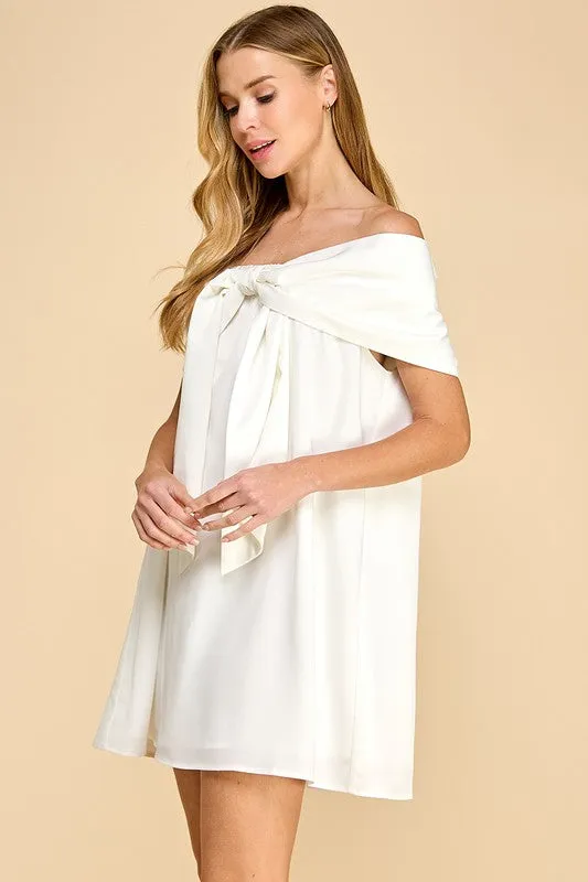 Front Statement Bow Off the Shoulder Dress