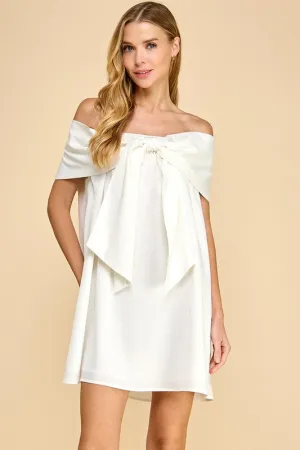 Front Statement Bow Off the Shoulder Dress