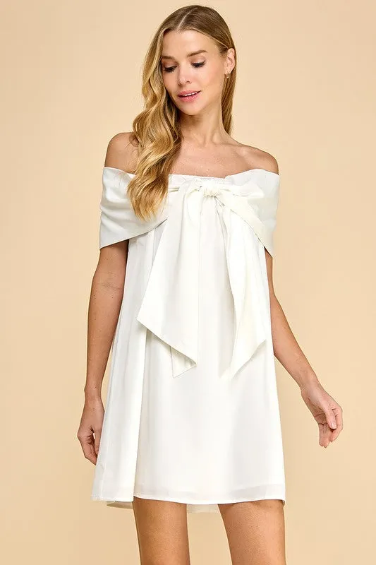 Front Statement Bow Off the Shoulder Dress