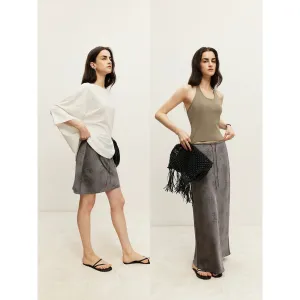 Glossy Satin Bias Cut Skirt