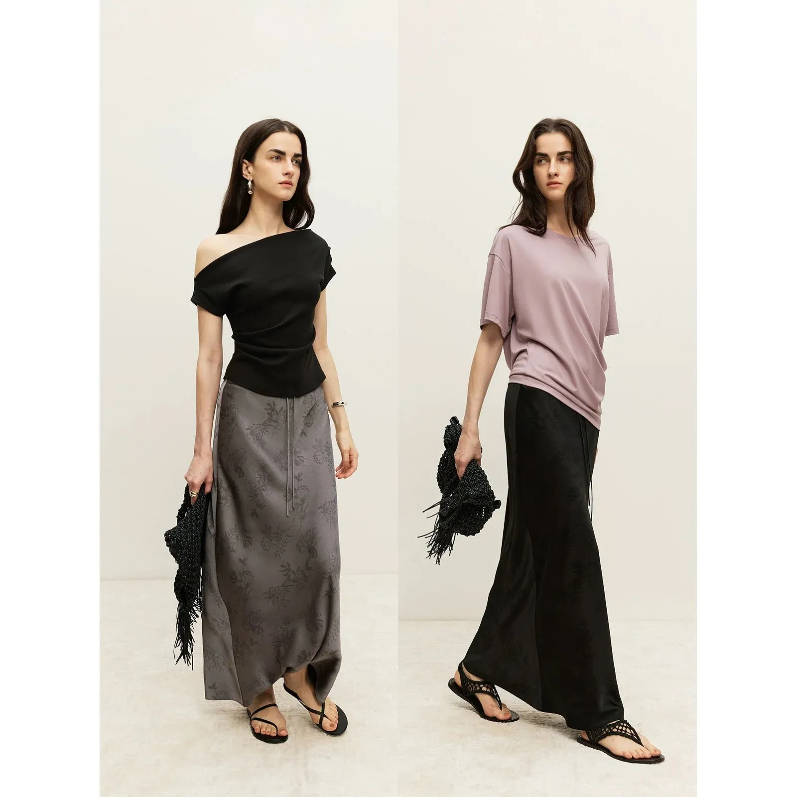 Glossy Satin Bias Cut Skirt
