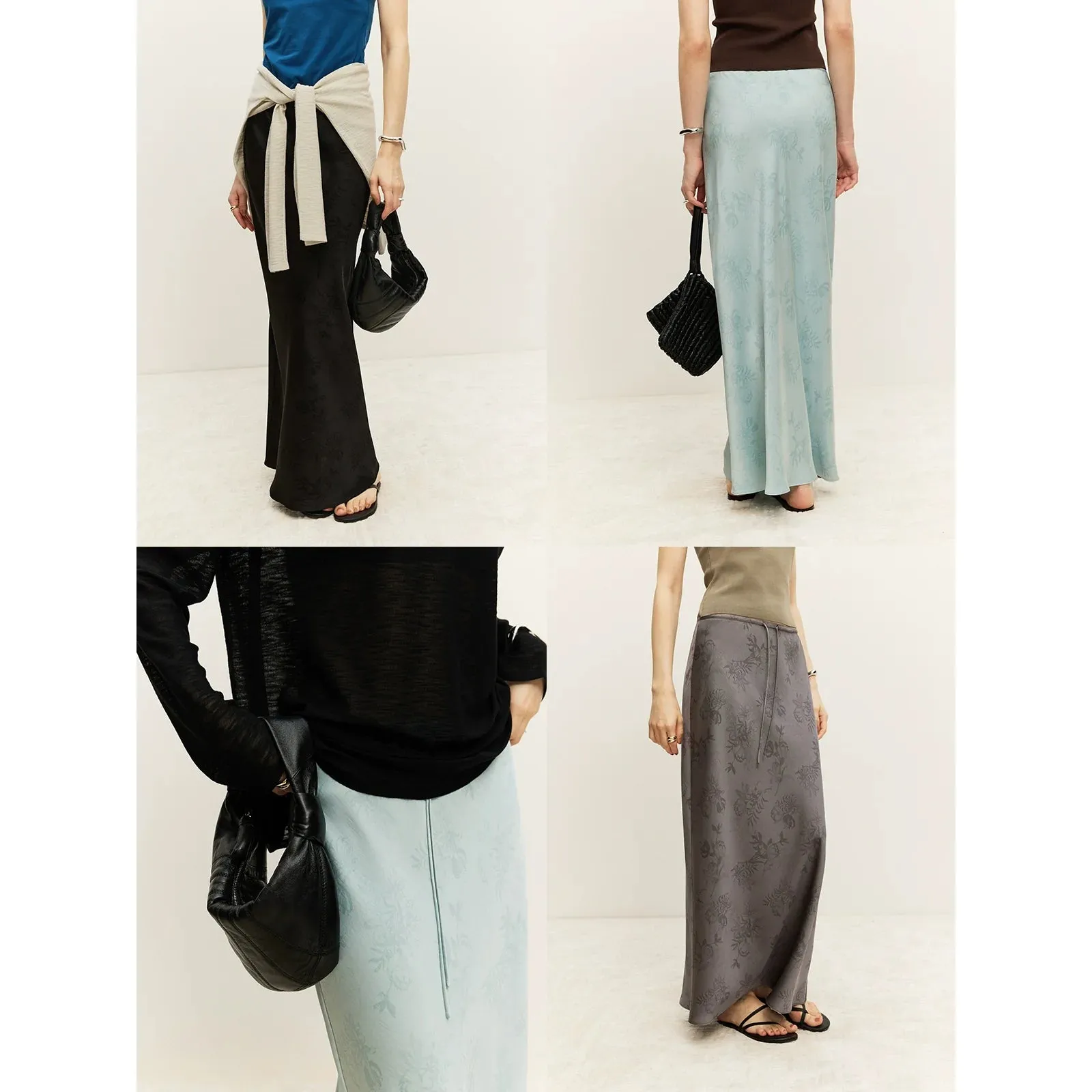 Glossy Satin Bias Cut Skirt