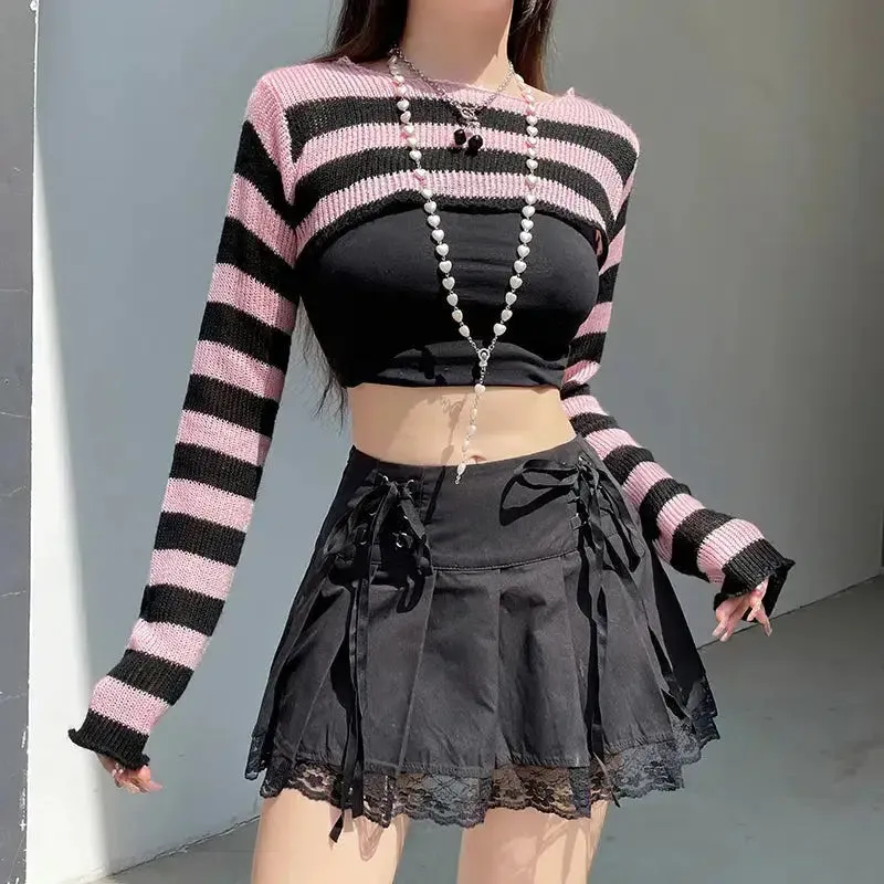 Goth-Inspired Bolero Style Shrug Sweater with Super Cropped Length
