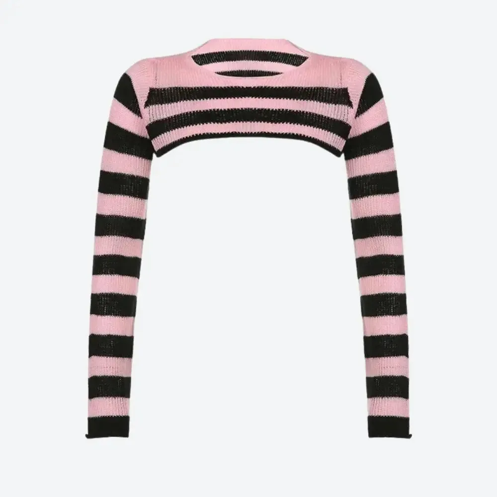 Goth-Inspired Bolero Style Shrug Sweater with Super Cropped Length