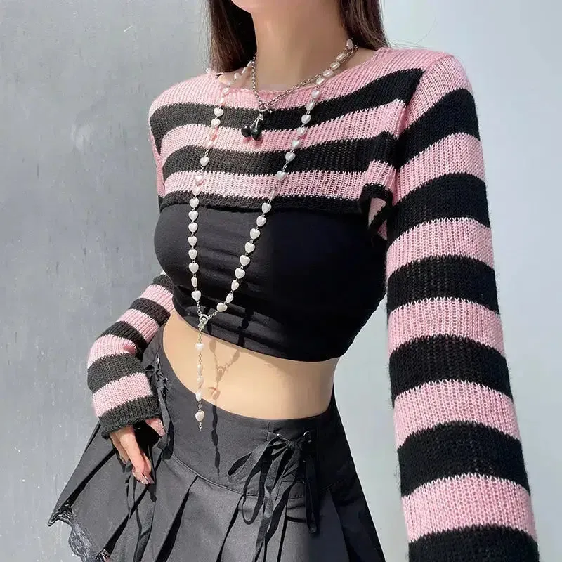 Goth-Inspired Bolero Style Shrug Sweater with Super Cropped Length
