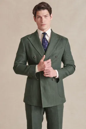Green Double Breasted Linen Jacket