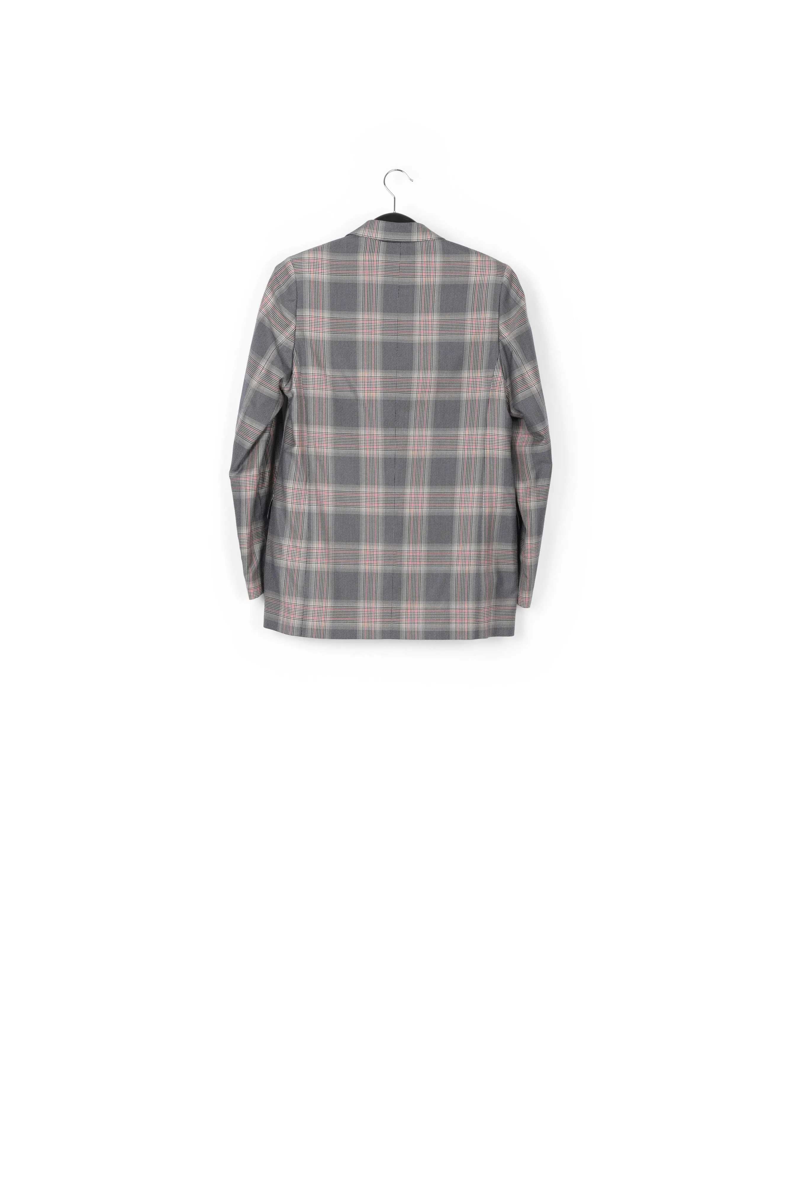 Grey plaid double-breasted blazer