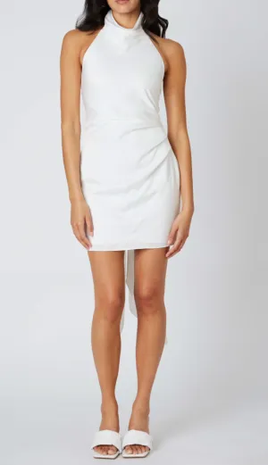 Halter Cowl Neck Tie Back Mini Dress